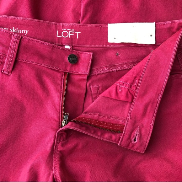 Ann Taylor Loft CA57421 Stretchy Curvy Skinny Mid Rise Coral Red Jeans 30/10 - Picture 7 of 11